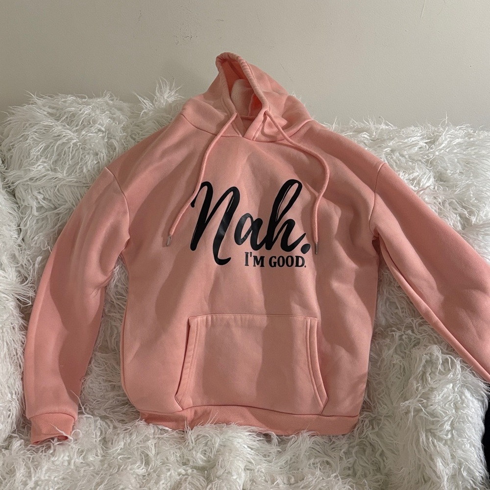 SHEIN Pink Hoodie with Black Print